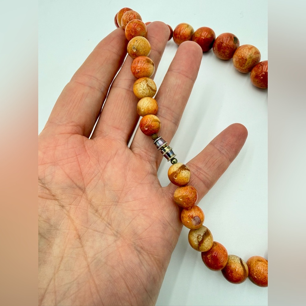 Vintage Genuine Apple Coral Graduated Bead Necklace 16” Barrel Clasp - Picture 16 of 17